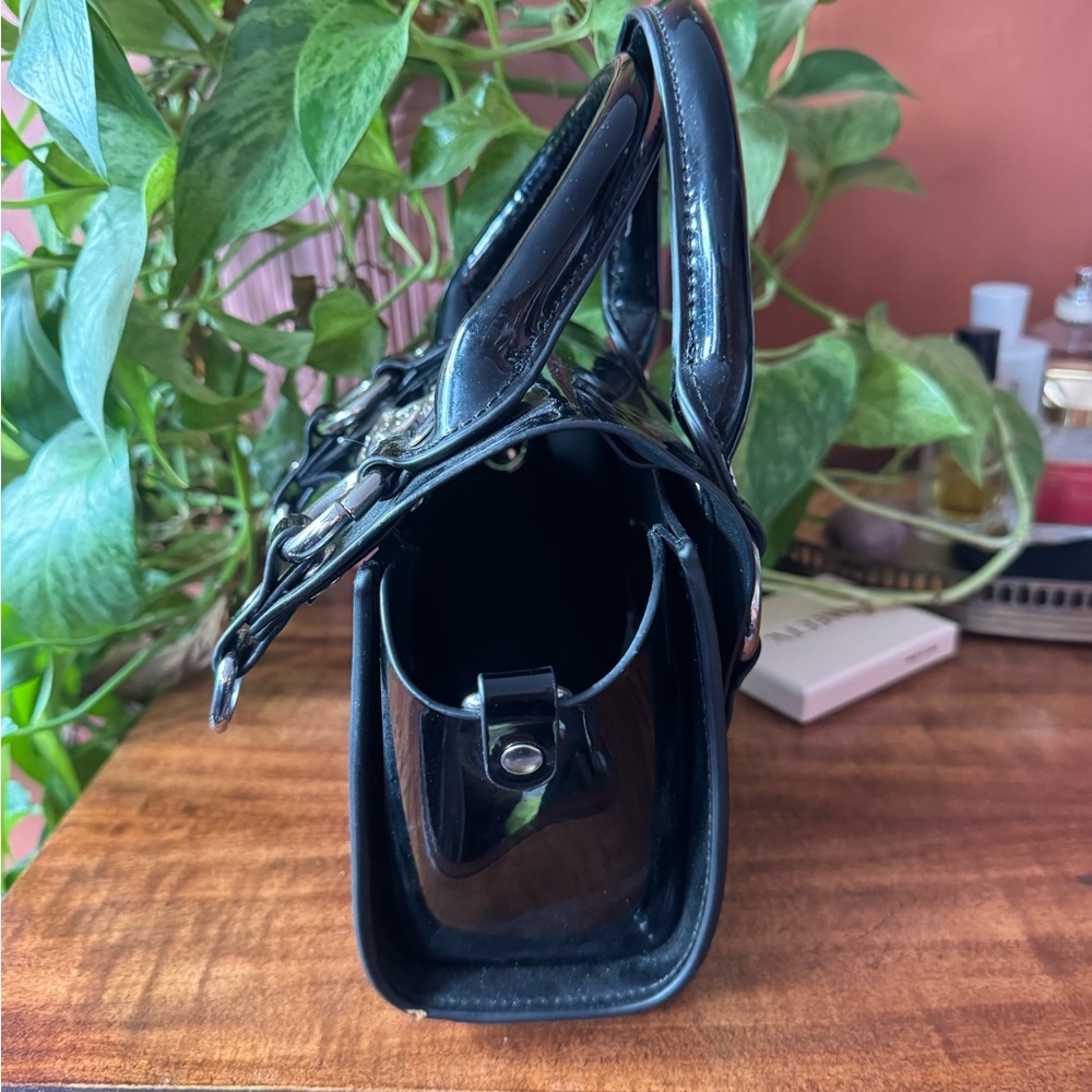 Vivienne Westwood Black Patent Mini Top-Handle Bag with Orb Emblem - Picture 2 of 3